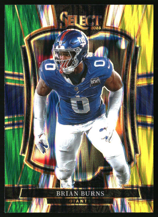 Brian Burns 2025 Panini Select #194 Green and Yellow Prizm Shock