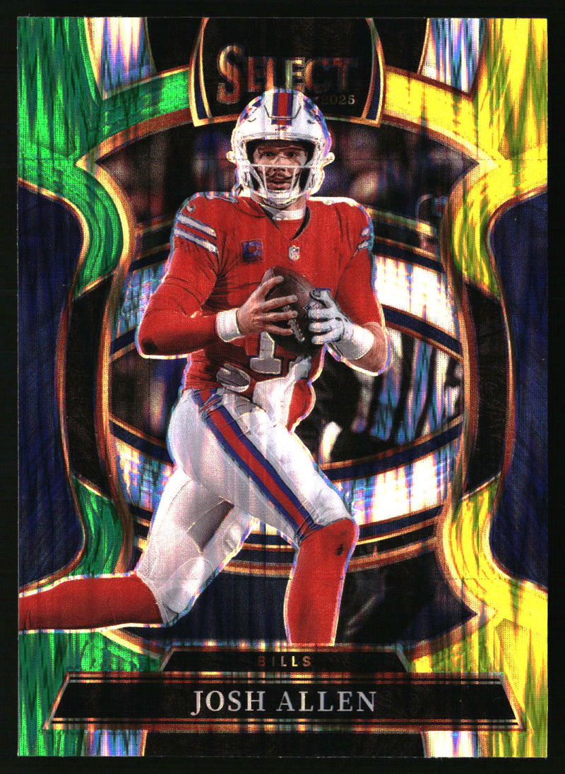 Josh Allen 2025 Panini Select #86 Green and Yellow Prizm Shock