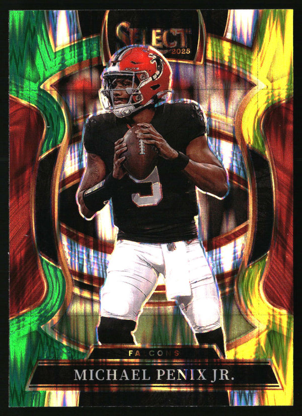 Michael Penix Jr. 2025 Panini Select #46 Green and Yellow Prizm Shock