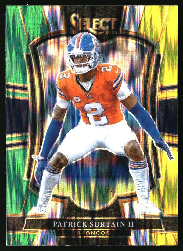 Patrick Surtain II 2025 Panini Select #111 Green and Yellow Prizm Shock