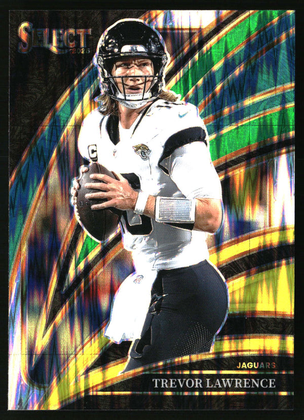 Trevor Lawrence 2025 Panini Select #229 Green and Yellow Prizm Shock