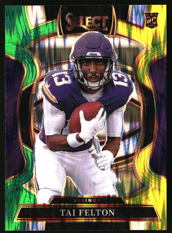 Tai Felton 2025 Panini Select #64 Green and Yellow Prizm Shock RC