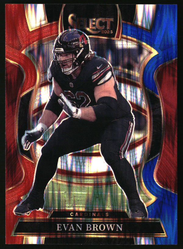 Evan Brown 2025 Panini Select #24 Red and Blue Prizm Shock