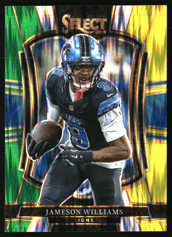 Jameson Williams 2025 Panini Select #171 Green and Yellow Prizm Shock