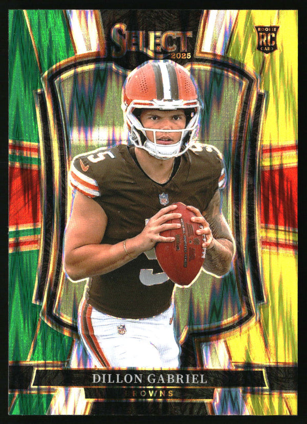 Dillon Gabriel 2025 Panini Select #154 Green and Yellow Prizm Shock RC