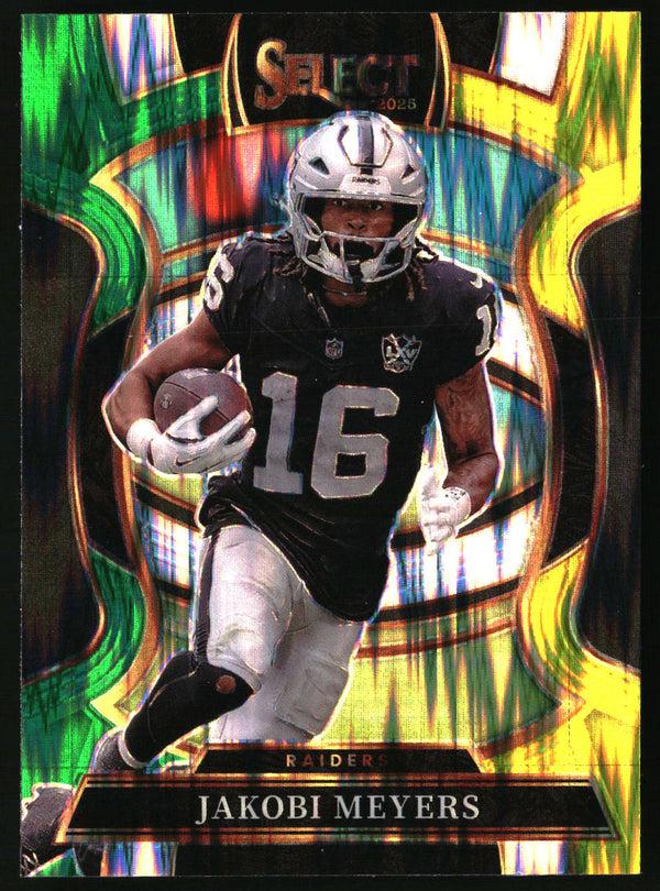 Jakobi Meyers 2025 Panini Select #5 Green and Yellow Prizm Shock