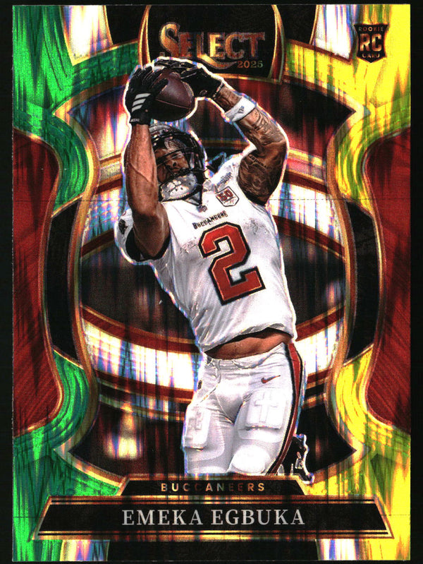 Emeka Egbuka 2025 Panini Select #37 Green and Yellow Prizm Shock RC
