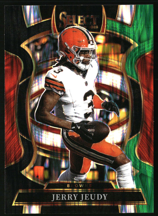 Jerry Jeudy 2025 Panini Select #56 Black and Green Prizm Shock