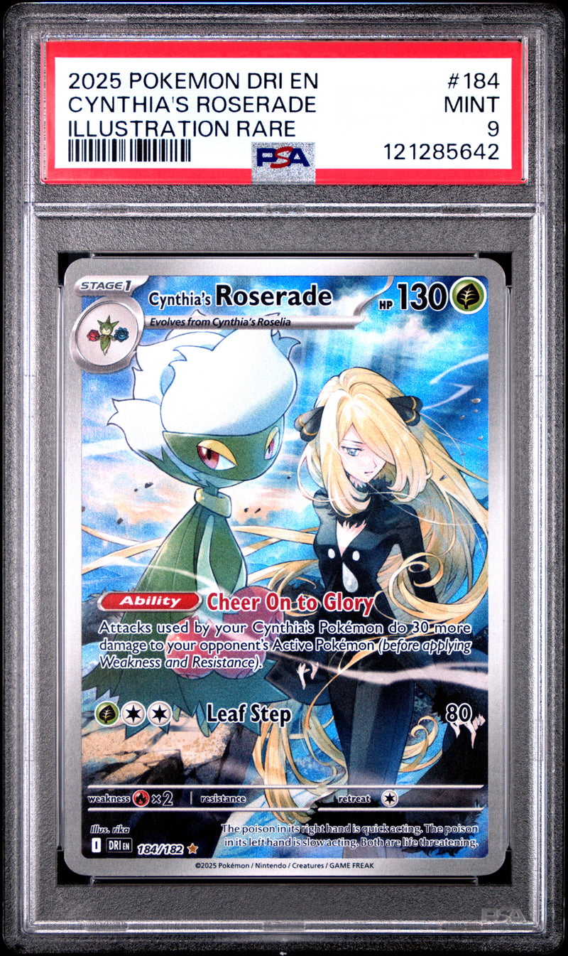 Cynthia's Roserade #184 2025 Pokemon Dri En-Destined Rivals PSA 9