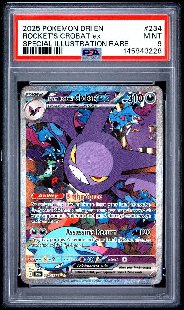 Rocket's Crobat Ex #234 2025 Pokemon Dri En-Destined Rivals PSA 9 SIR