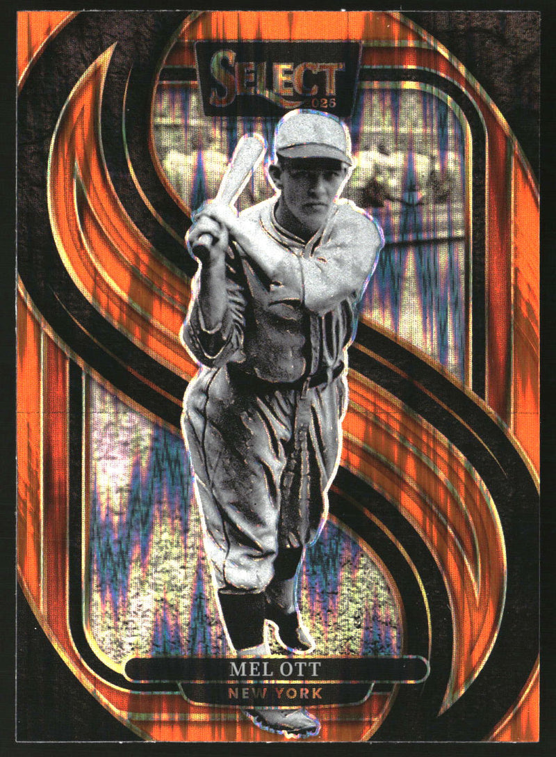 Mel Ott 2025 Panini Select #143 Orange Flash Prizms