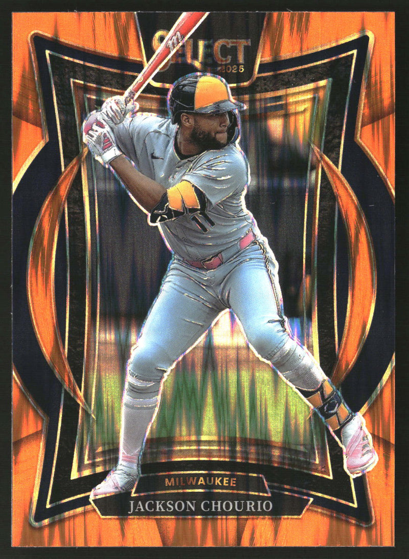 Jackson Chourio 2025 Panini Select #90 Orange Flash Prizms