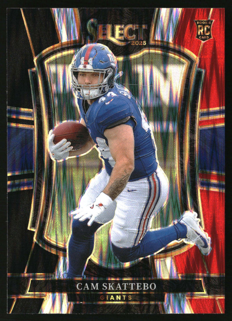 Cam Skattebo 2025 Panini Select #195 Black and Red Prizm Shock RC
