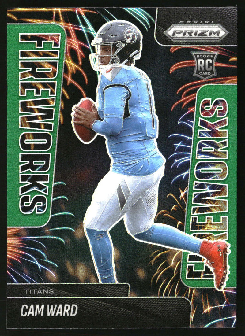 Cam Ward 2025 Panini Prizm #1 Fireworks Green