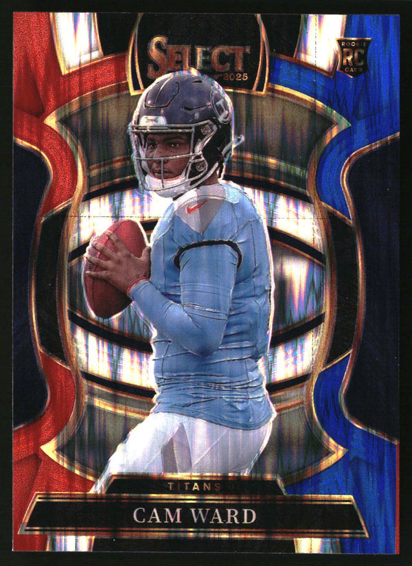 Cam Ward 2025 Panini Select #26 Red and Blue Prizm Shock RC