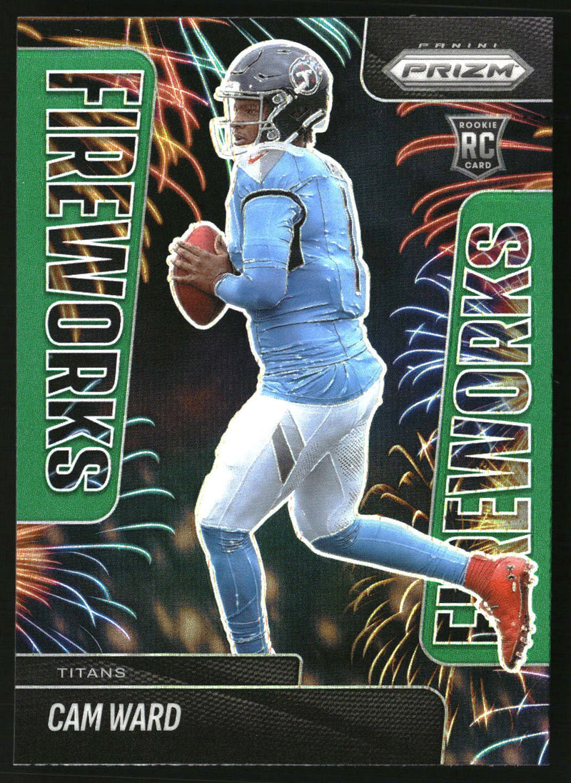 Cam Ward 2025 Panini Prizm #1 Fireworks Green