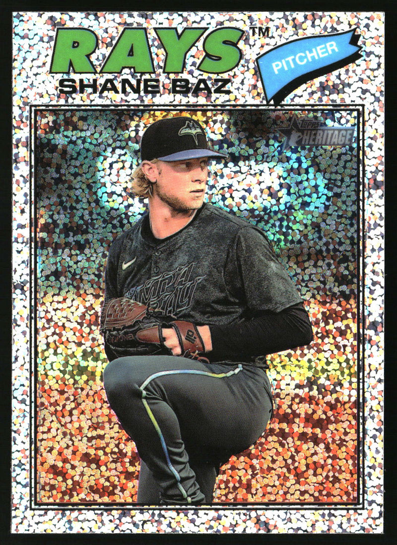 Shane Baz 2026 Topps Heritage #348 Chrome Silver Sparkle Refractors