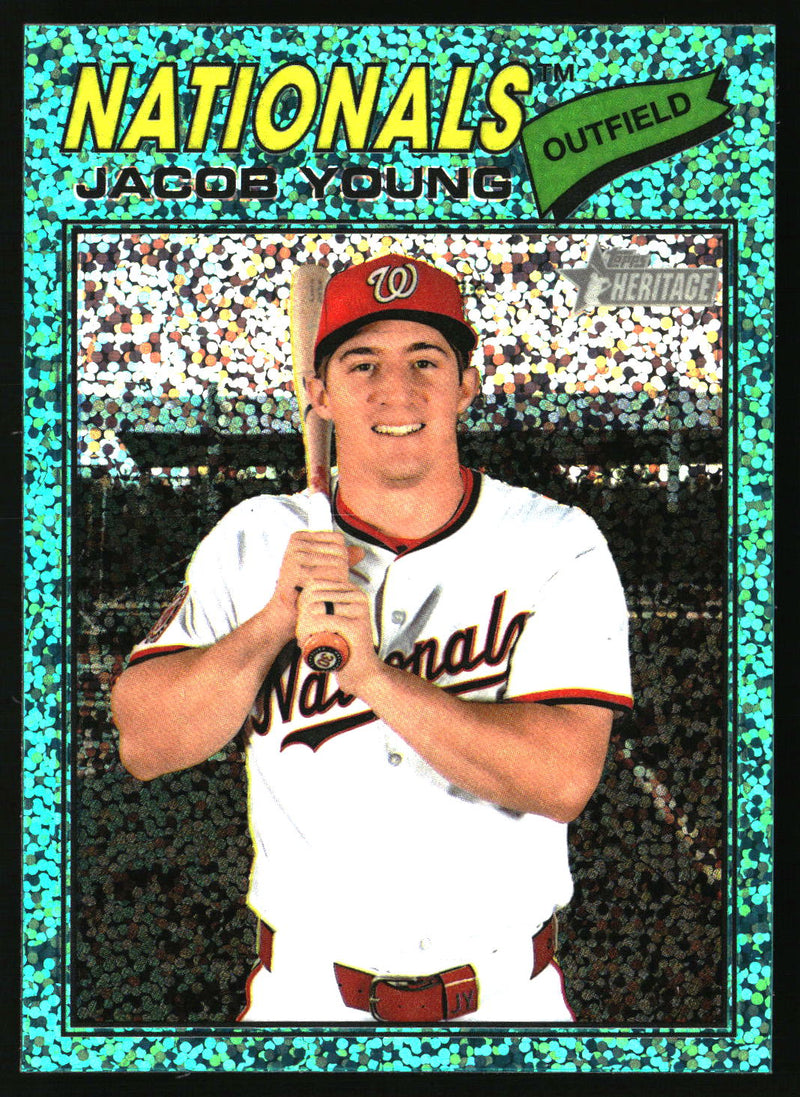 Jacob Young 2026 Topps Heritage #279 Chrome Aqua Sparkle Refractors