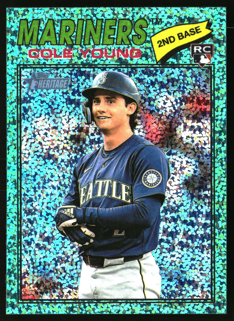 Cole Young 2026 Topps Heritage #142 Chrome Aqua Sparkle Refractors RC