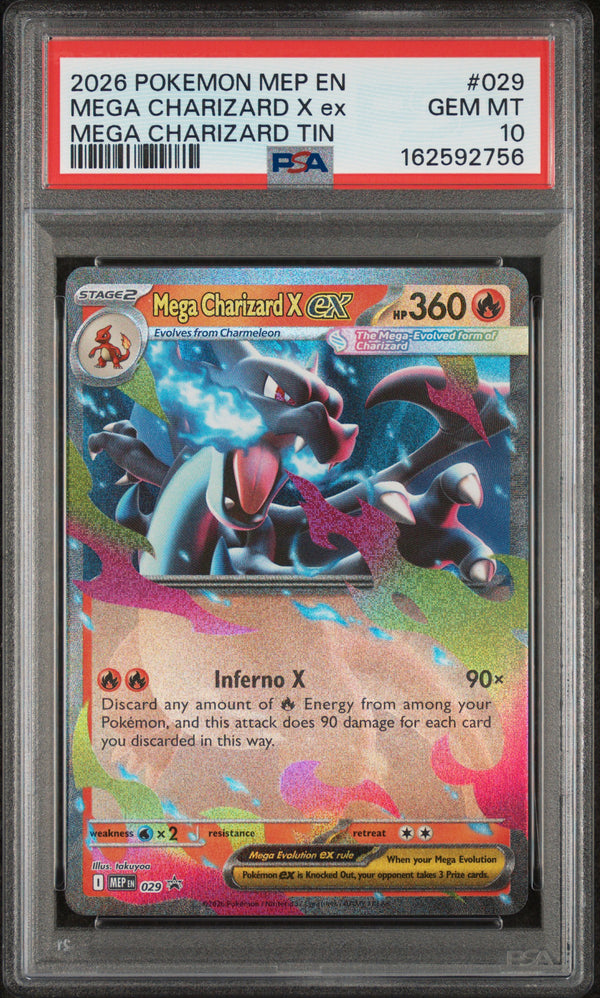 Mega Charizard X Ex #029 2026 Pokemon Mep En-Me Black Star Promo PSA 10