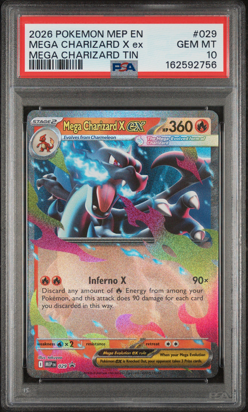 Mega Charizard X Ex #029 2026 Pokemon Mep En-Me Black Star Promo PSA 10