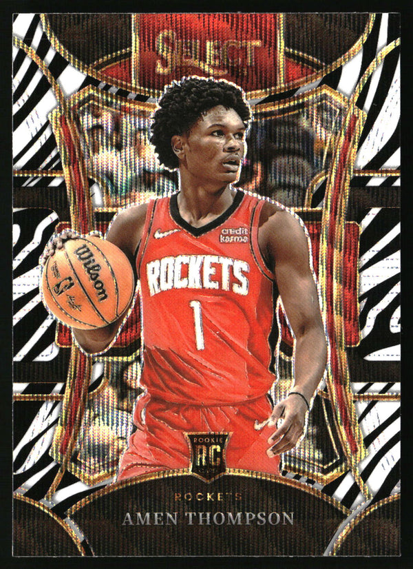 Amen Thompson 2023-24 Panini Select #322 Zebra Prizms RC