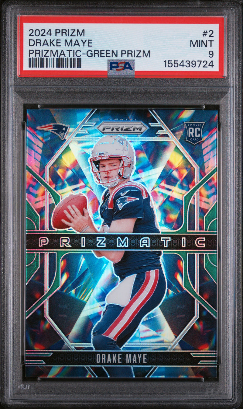 Drake Maye #2 2024 Panini Prizm Prizmatic PSA 9 Prizmatic-Green Prizm