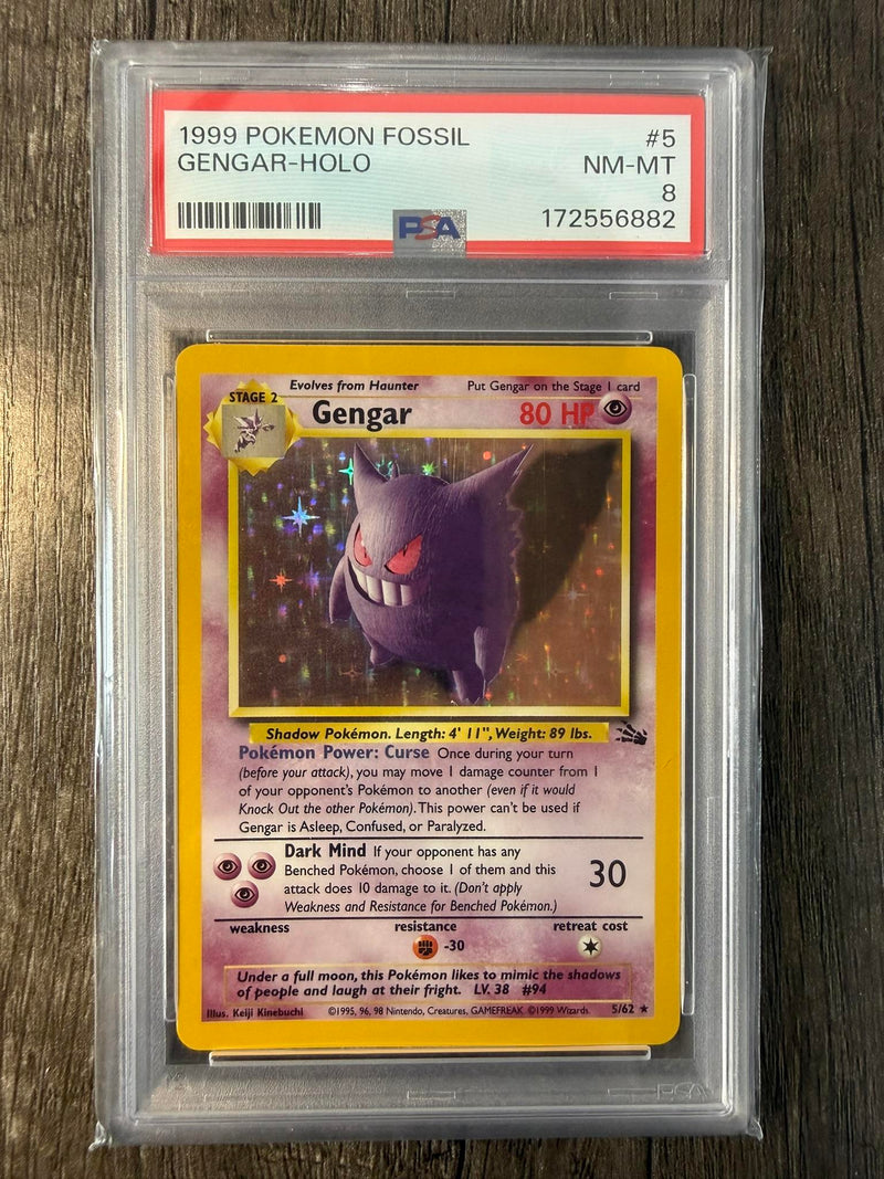 Gengar-Holo #5 1999 Pokemon Fossil PSA 8