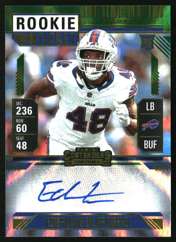 Edefuan Ulofoshio 2024 Panini Contenders #240 Opening Kickoff Green Laser RC AU