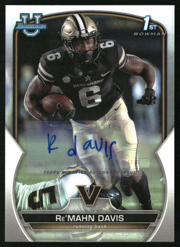 Re'Mahn Davis 2022 Bowman Chrome #8 Prospect Autographs Refractor SN, AU