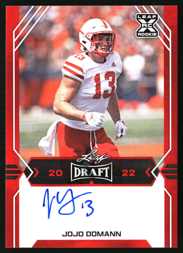 Jojo Domann 2022 Leaf Draft #BA-JD1 Autographs Red AU
