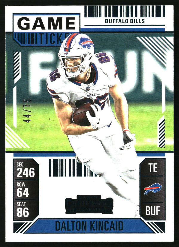 Dalton Kincaid 2024 Panini Contenders #12 Game Ticket Teal SN