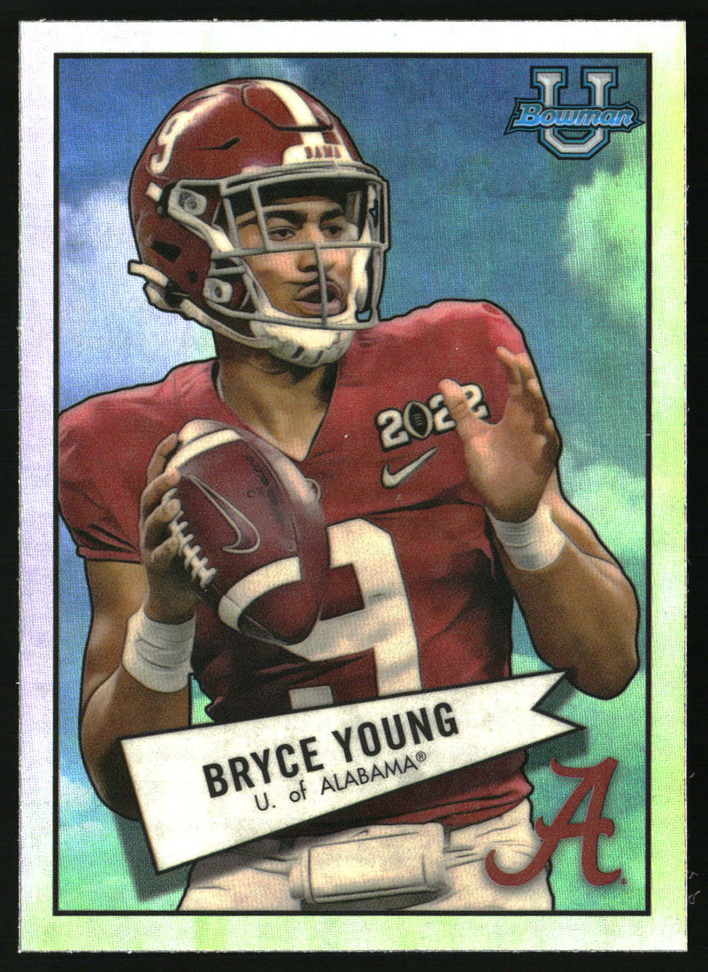 Bryce Young 2022 Bowman University Chrome #52BF-1 1952 Bowman Aqua Refractor SN