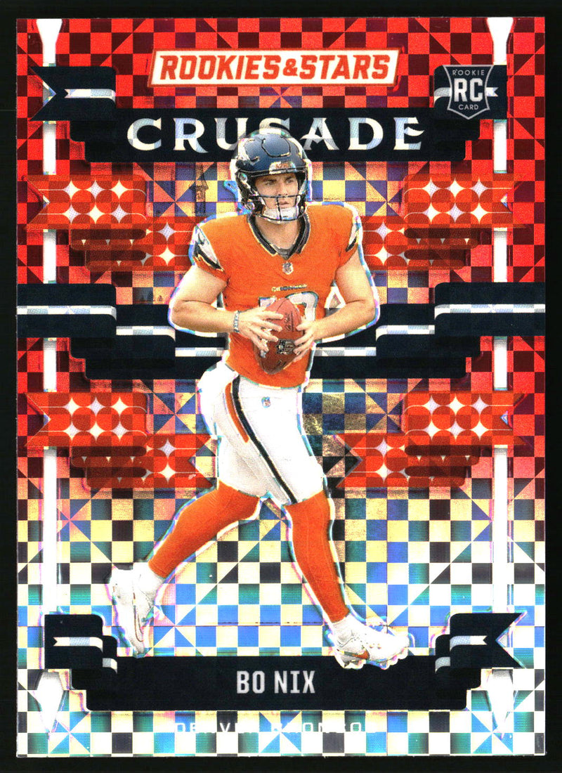 Bo Nix 2024 Panini Rookies & Stars #C-BNX Crusade Red Plaid