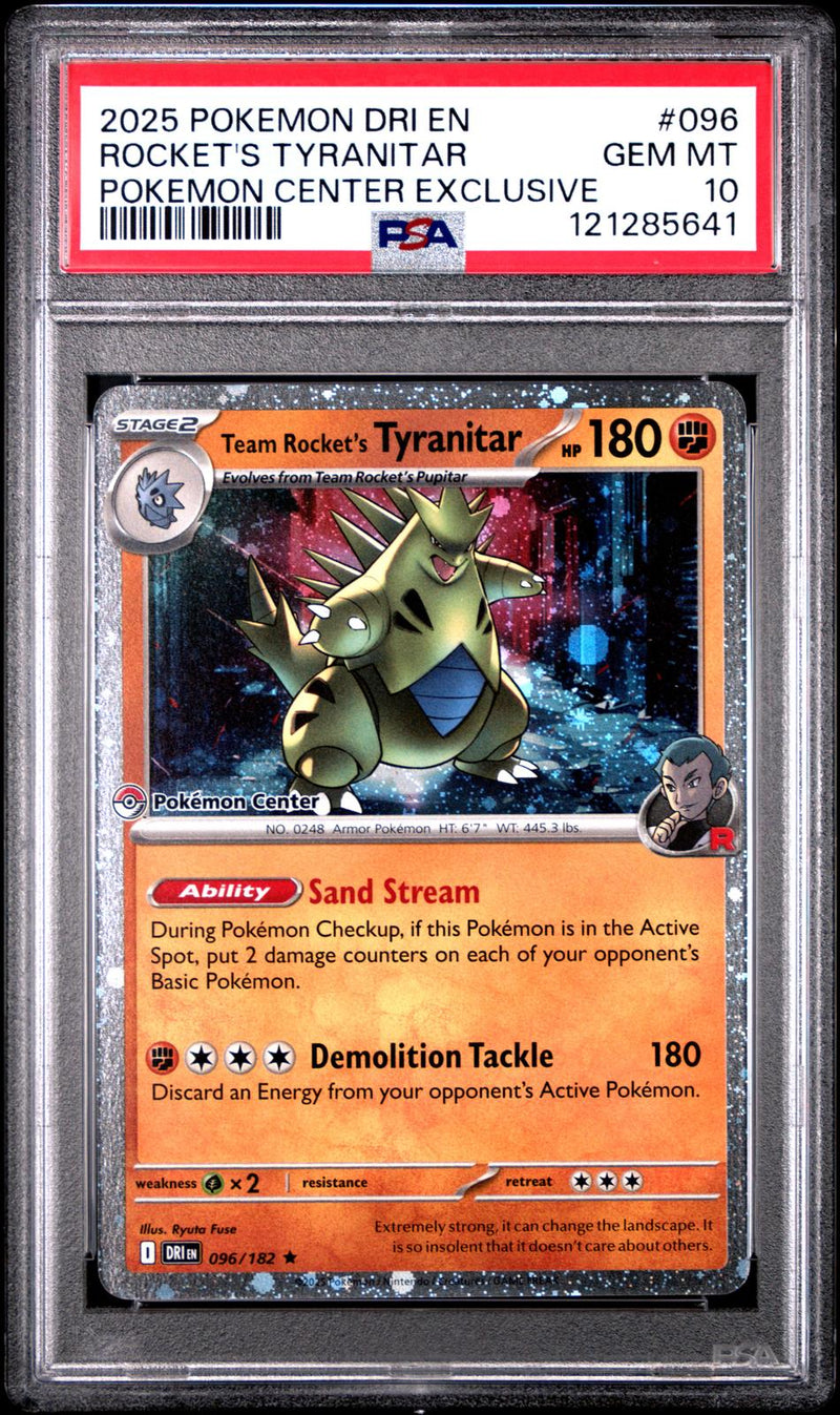 Rocket's Tyranitar #096 2025 Destined Rivals PSA 10 Pokemon Center Exclusive