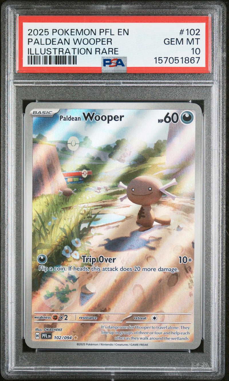 Paldean Wooper #102 2025 Pokemon Pfl En-Phantasmal Flames PSA 10 IR