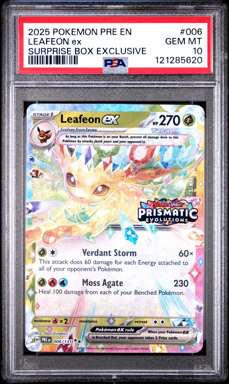 Leafeon Ex #006 2025 Pokemon Pre En-Prismatic Evolutions PSA 10 Surprise Box