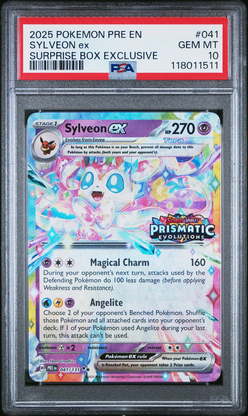 Sylveon Ex #041 2025 Pokemon Pre En-Prismatic Evolutions PSA 10 Surprise Box