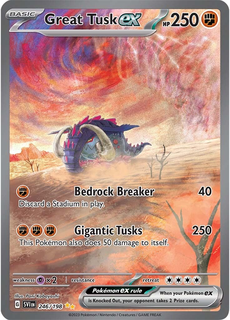 which pokemon set has 198 cards Great Tusk ex (246/198) [Scarlet & Violet: Base Set] – Dynamic Card Collectors Choose Your Deck!:Commander Deck - Jump Scare argentina soccer gift you may shuffle your What Really Happens In