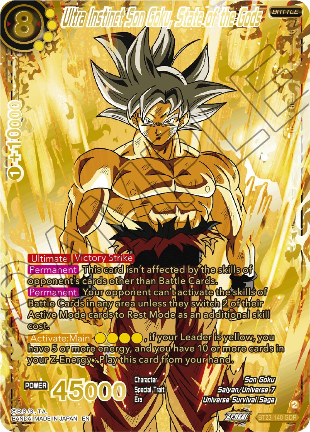 Ultra Instinct Son Goku, State of the Gods (GDR) (BT23-140) [Perfect C – Dynamic Card Collectors