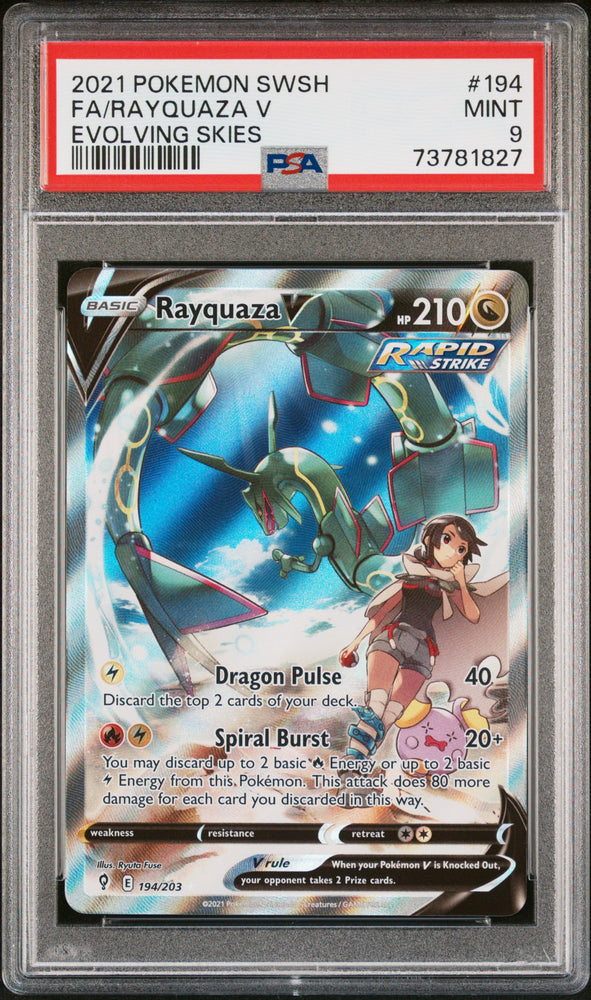 2021 Pokemon #194 Rayquaza V Evolving Skies PSA 9