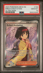 2023 Pokemon Mew En-151 #196 Erika'S Invitation Ultra Rare PSA 10