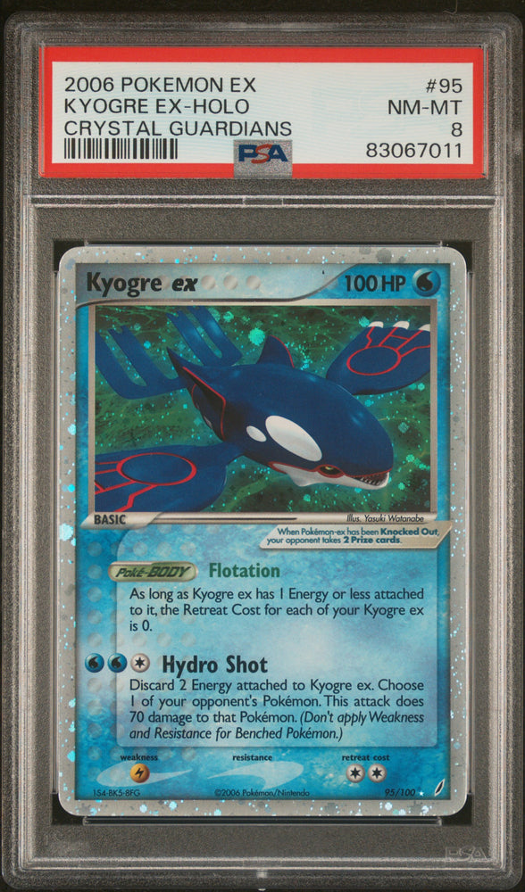 2006 Pokemon Ex Crystal Guardians #95 Kyogre Ex-Holo Crystal Guardians PSA 8