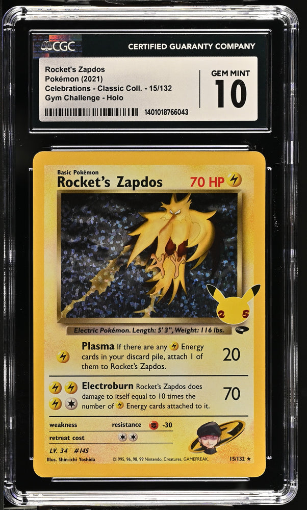 2021 Celebrations - Classic Collection #15/132 Rocket's Zapdos CGC 10