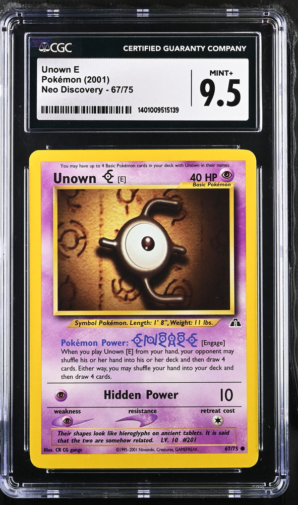 2001 Neo Discovery - Unlimited #67/75 Unown E CGC 9.5