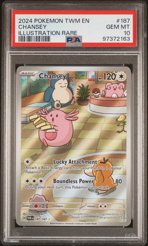 2024 Pokemon Twm En-Twilight Masquerade #187 Chansey Illustration Rare PSA 10