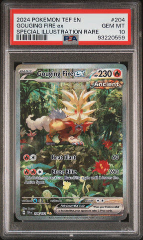 2024 Pokemon Tef En-Temporal Forces #204 Gouging Fire Ex SIR PSA 10