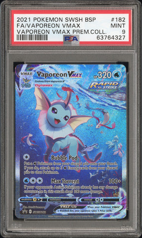 2021 Pokemon Swsh Black Star Promo #182 Fa/Vaporeon Vmax  PSA 9