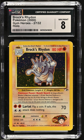 2000 Gym Heroes - Unlimited #2/132 Brock's Rhydon CGC 8