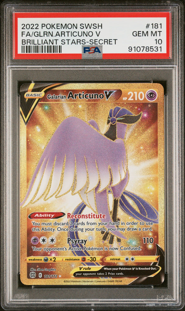 2022 Pokemon Sword & Shield Brilliant Stars #181 Glrn.Articuno V PSA 10